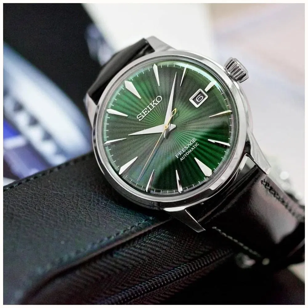 SEIKO Presage Automatic Green Dial Brown Leather